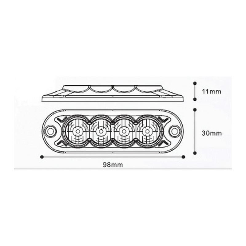 FEU DE PENETRATION BLANC 4 LED INTERFERENCE CLASSE 3 TROIS FONCTIONS