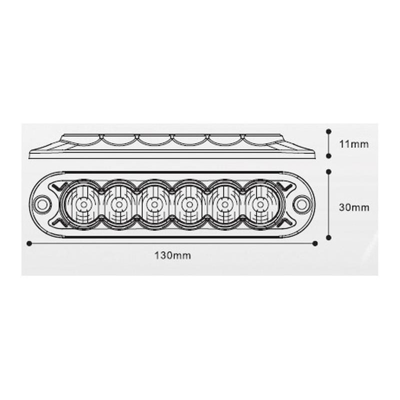 Feu de Pénétration Orange 6 LED - Classe 3 - Homologué R65 / R10