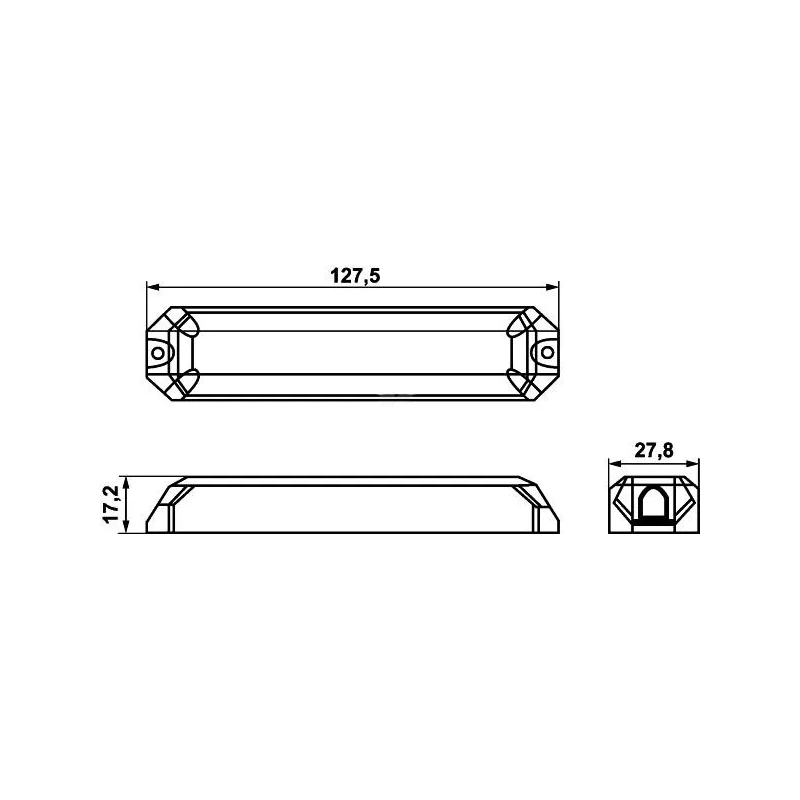 FEU DE PENETRATION TYPE STROBOSCOPIQUE AVEC SUPPORT EN ALUMINIUM 12/24V 127.5X27.8X17.2MM