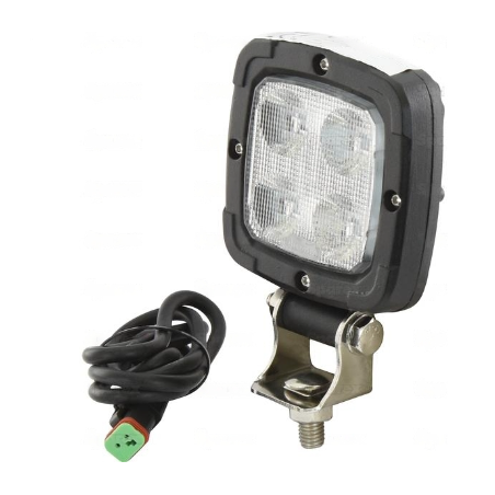 PHARE DE TRAVAIL CARRE 4 LED 1800 LUMENS ECLAIRAGE LARGE CONNECTEUR DEUTSCH