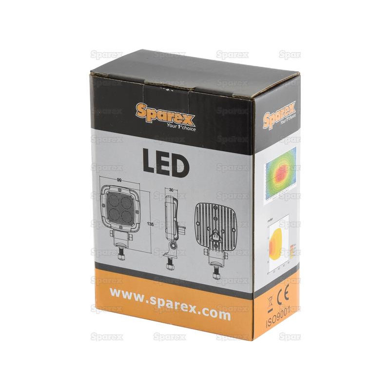 PHARE DE TRAVAIL CARRE 4 LED 1800 LUMENS ECLAIRAGE LARGE CONNECTEUR DEUTSCH