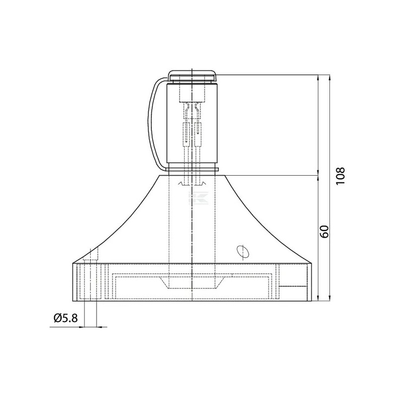 SUPPORT DE GYROPHARE A TIGE RACCORD FILS COURTS 12/24V