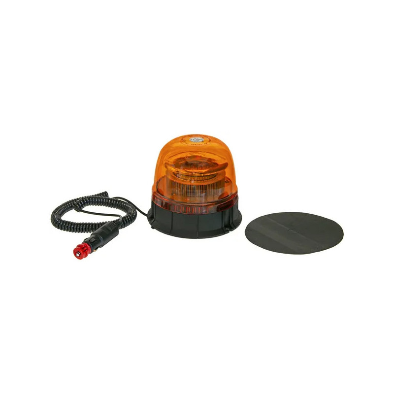 GYROPHARE LED MAGNETIQUE ORANGE AVEC PRISE 12/24V 24W 140X140MM R65