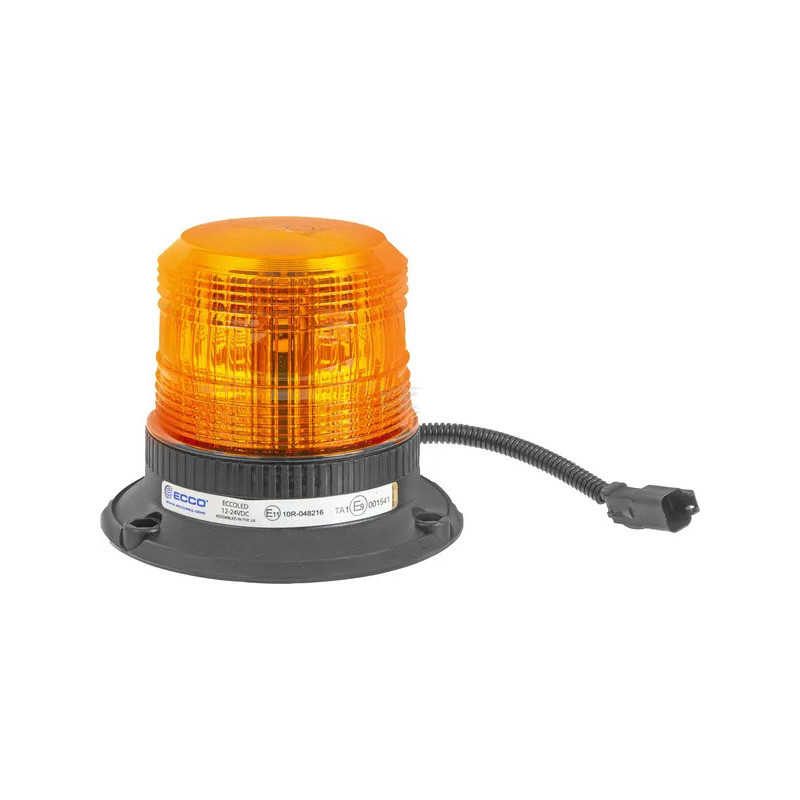 GYROPHARE LED ORANGE 12/24V 148X122MM R65 R10 FICHE DEUTSCH 2 BROCHES