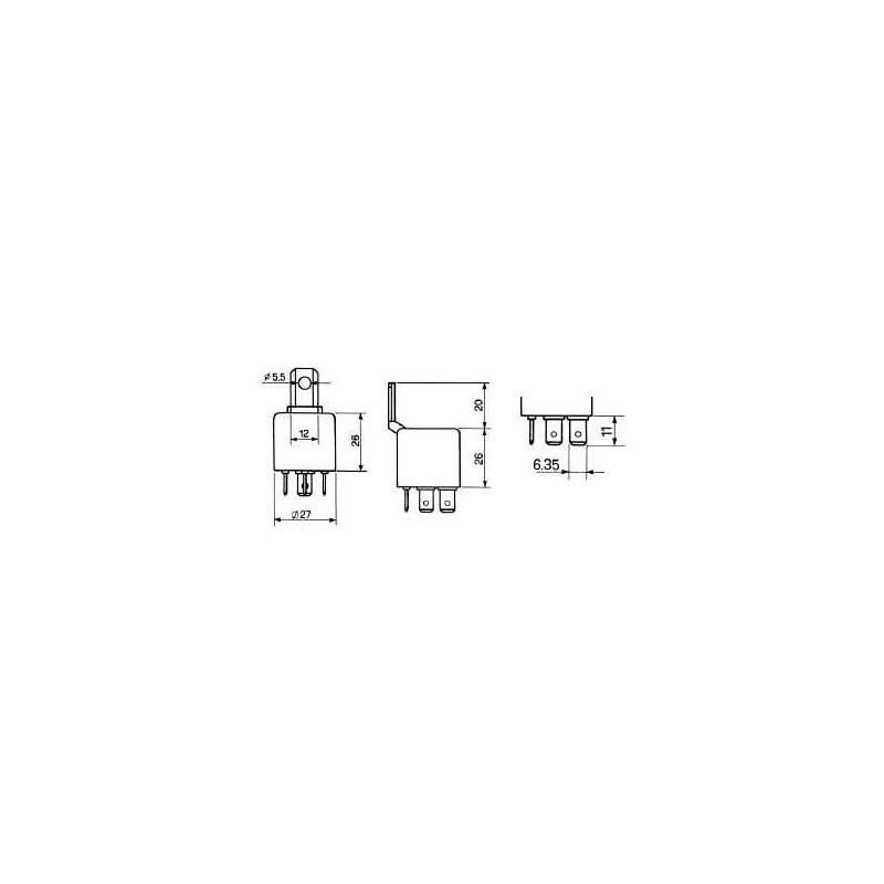 RELAIS 5 BROCHES 12V 40A PROTECTION PAR DIODE