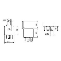 RELAIS 5 BROCHES 12V 40/30A PROTECTION PAR DIODE