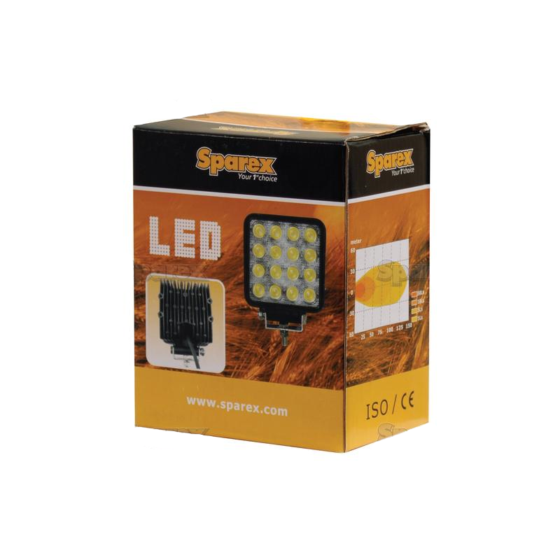 PHARE DE TRAVAIL CARRE 16 LED 4000 LUMENS ECLAIRAGE LARGE