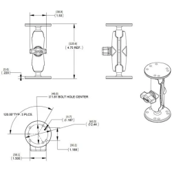 KIT DE MONTAGE SUPPORT RAM B LONGUEUR 120.6MM DIAMETRE EXTERIEUR 25.4MM