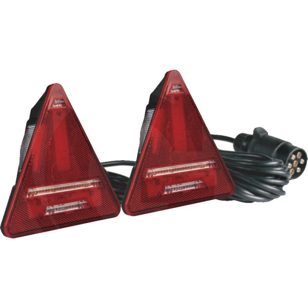 KIT SIGNALISATION 2 FEUX LED TRIANGULAIRES MAGNETIQUES 12/24V 7.50M