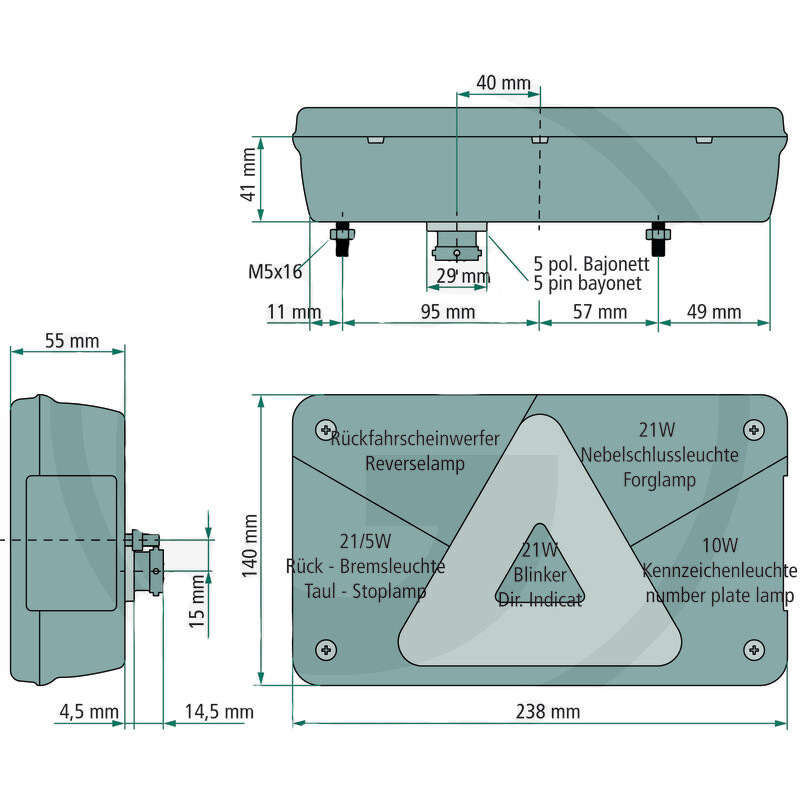 FEU ARRIERE LED DROIT MULTIFONCTION 238X140X55MM ASPOCK 09010486180906