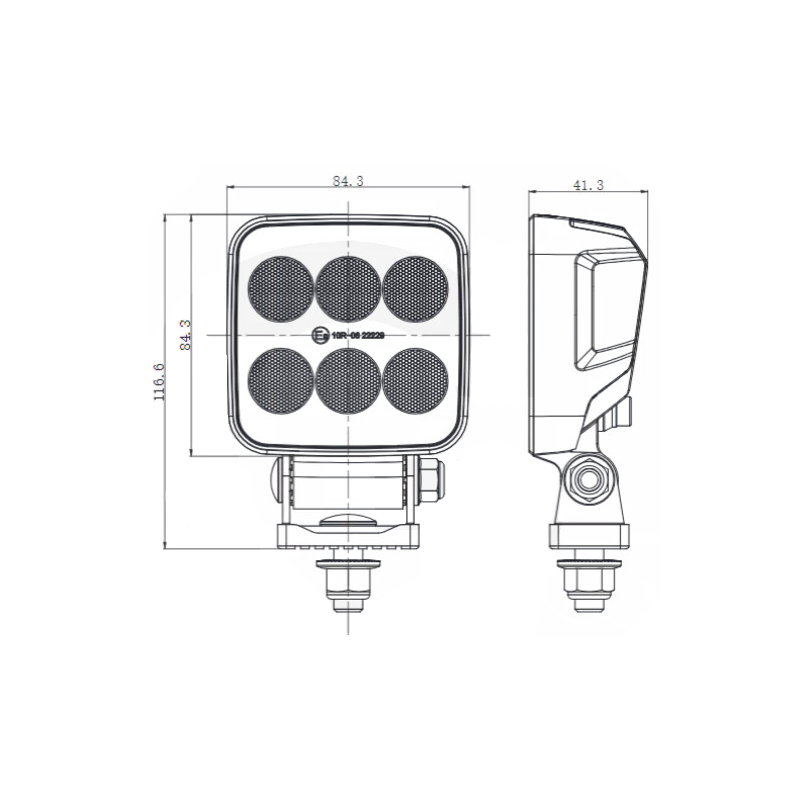 PHARE DE TRAVAIL CARRE 6 LED 5700 LUMENS ECLAIRAGE LARGE