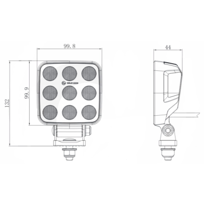 PHARE DE TRAVAIL CARRE 9 LED 6237 LUMENS ECLAIRAGE LARGE