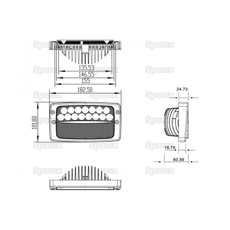 PHARE DE TRAVAIL RECTANGULAIRE 30 LED 3908 LUMENS ADAPTABLE MF FENDT CASE IH STEYR NH SAME LAVERDA JCB