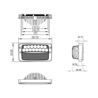 Phare LED Rectangulaire 9900L Adaptable Fendt G294900110010 IP6K9K