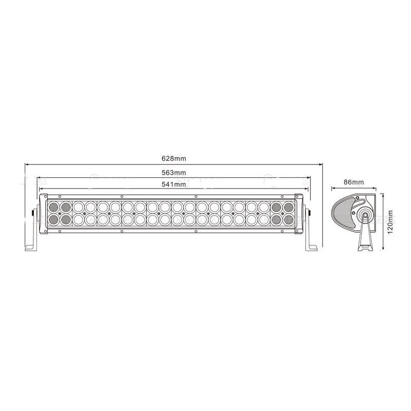 BARRE A LED DROITE 7200 LUMENS  ECLAIRAGE LARGE