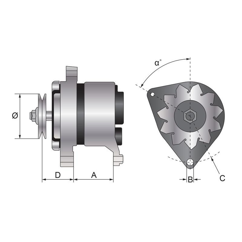 Alternateur 12 volts 70 ampères adaptable multimarques