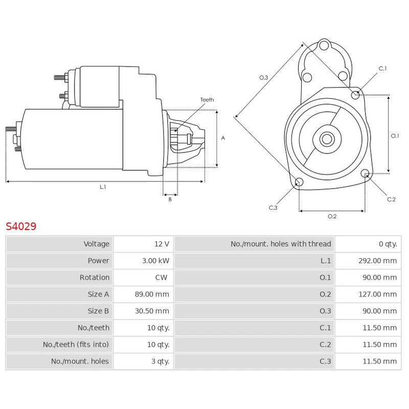 DEMARREUR 12V 3.2KW CLAAS RENAULT MASSEY PERKINS MANITOU JCB 11445780 MS289 2873K404 IS1195 3784890M1 700366A1