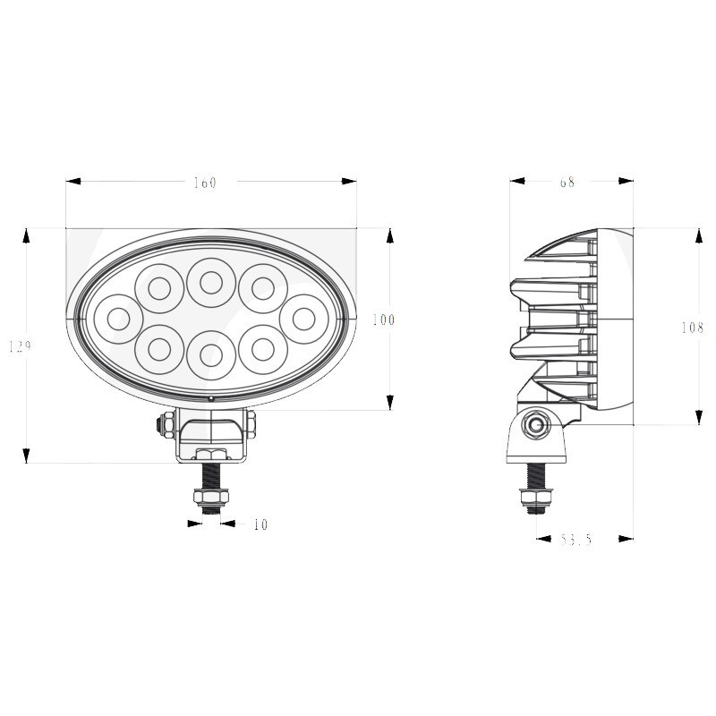 Phare Travail LED Ovale 5320Lm Massey Ferguson 3788699M93