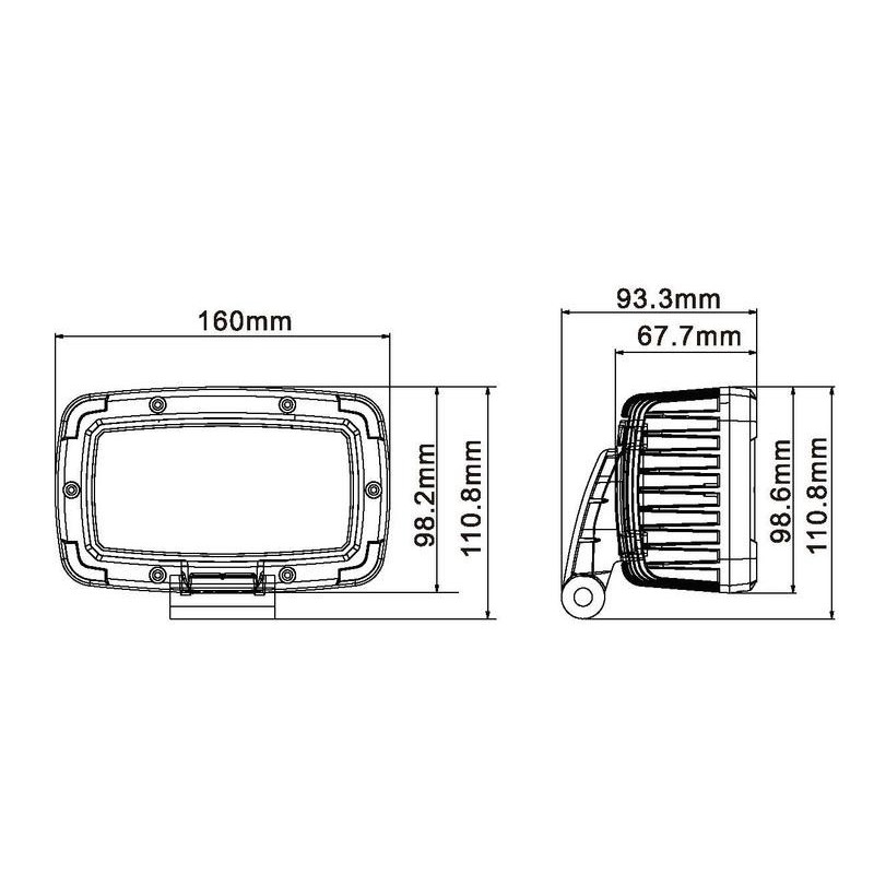 Phare LED Rectangulaire 9880L Adaptable Fendt G31290011031 IP6K9K