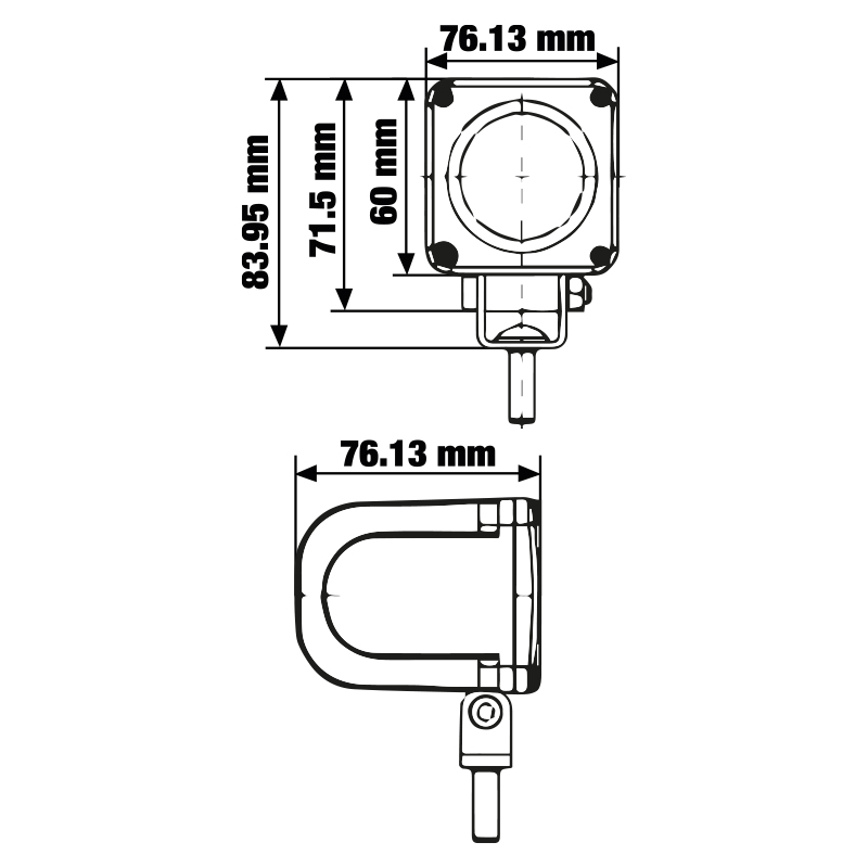 Phare de Travail Carré 1 LED 900 Lumens - Éclairage Large | Protopled