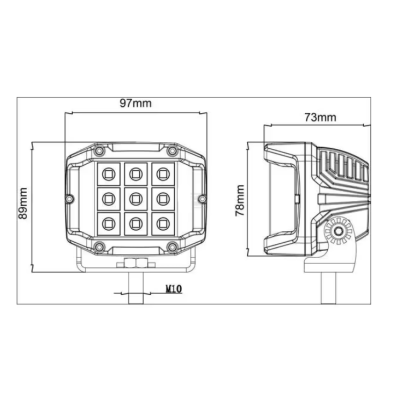 Phare de Travail Rectangle 15 LED - 2850 Lumens - Combo 22.5W