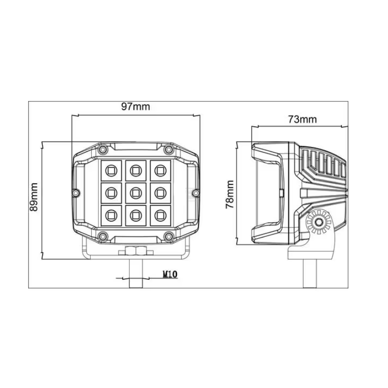 Phare de Travail Rectangle 15 LED - 2850 Lumens - Combo 22.5W