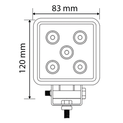 Phare de Travail Carré 5 LED - 1500 Lumens - Éclairage Large (Flood)