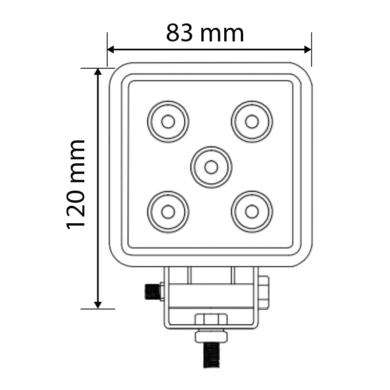 Phare de Travail Carré 5 LED - 1500 Lumens - Éclairage Large (Flood)