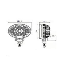 PHARE DE TRAVAIL OVALE A LED 2400 LUMENS ECLAIRAGE LARGE