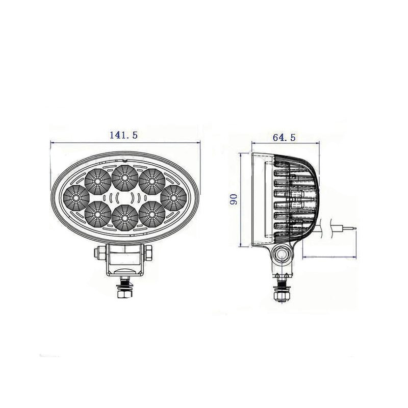 PHARE DE TRAVAIL OVALE A LED 2400 LUMENS ECLAIRAGE LARGE