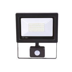 PROJECTEUR LED EXTRA PLAT NOIR AVEC DETECTEUR 50W 4000 LUMENS