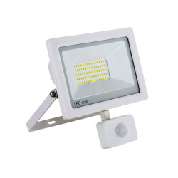 PROJECTEUR LED EXTRA PLAT BLANC AVEC DETECTEUR 50W 4000 LUMENS