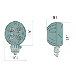 PHARE DE TRAVAIL LED 1550 LUMENS OVALE CADRE ENJOLIVEUR INTERCHANGEABLE ECLAIRAGE LONGUE PORTEE