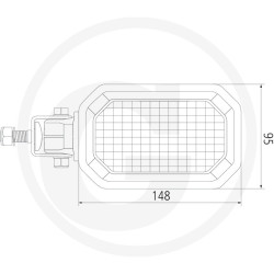 PHARE DE TRAVAIL RECTANGULAIRE 14 LED 3600 LUMENS ADAPTABLE CASE-IH VALTRA NEW-HOLLAND FENDT FIAT