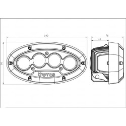 PHARE DE TRAVAIL OVALE LED 4000 LUMENS ECLAIRAGE LARGE ADAPTABLE JOHN DEERE