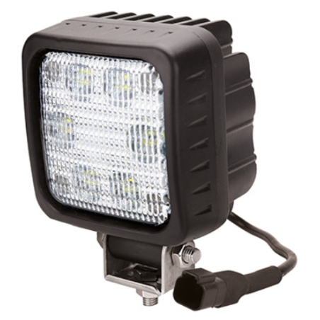 PHARE DE TRAVAIL CARRE 6 LED 3000 LUMENS ECLAIRAGE LARGE AVEC FAISCEAU 30CM ET PRISE DEUTSCH